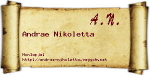 Andrae Nikoletta névjegykártya
